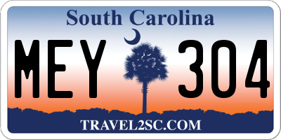 SC license plate MEY304