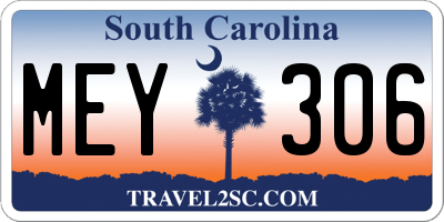 SC license plate MEY306