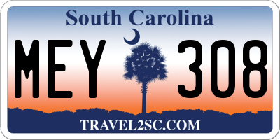 SC license plate MEY308