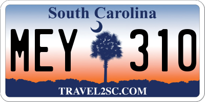 SC license plate MEY310