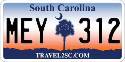 SC license plate MEY312