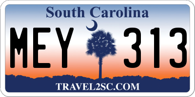 SC license plate MEY313