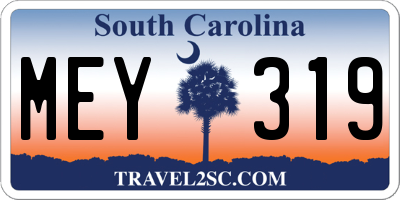 SC license plate MEY319