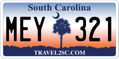 SC license plate MEY321
