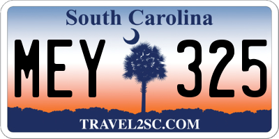 SC license plate MEY325