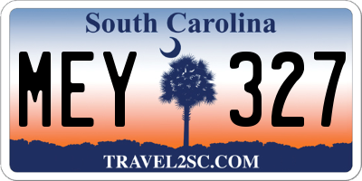SC license plate MEY327