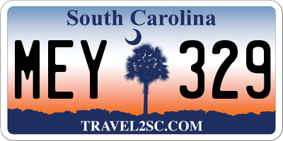 SC license plate MEY329