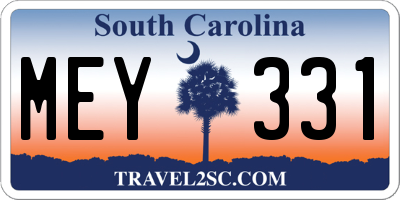 SC license plate MEY331