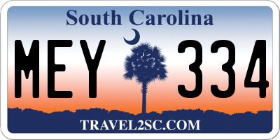 SC license plate MEY334