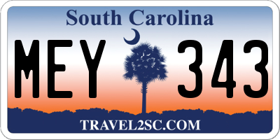 SC license plate MEY343