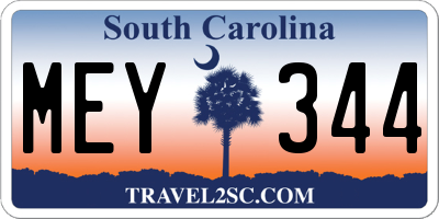SC license plate MEY344