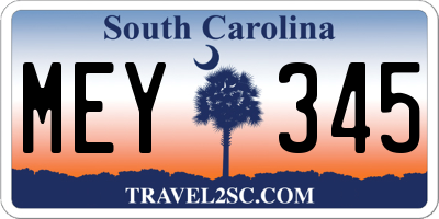 SC license plate MEY345