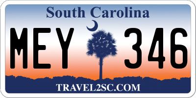 SC license plate MEY346