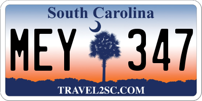 SC license plate MEY347