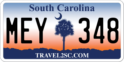 SC license plate MEY348