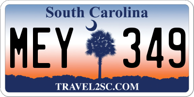 SC license plate MEY349