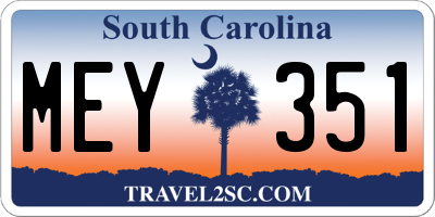 SC license plate MEY351
