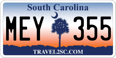 SC license plate MEY355