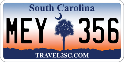 SC license plate MEY356
