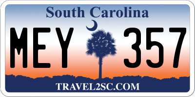 SC license plate MEY357
