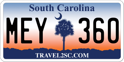 SC license plate MEY360