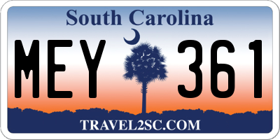 SC license plate MEY361