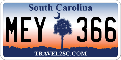 SC license plate MEY366