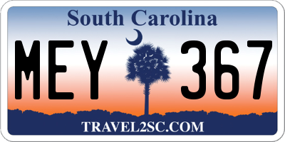 SC license plate MEY367