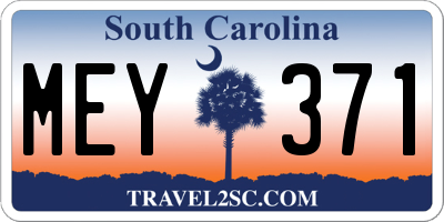 SC license plate MEY371