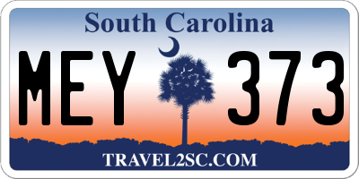 SC license plate MEY373