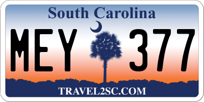SC license plate MEY377