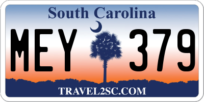 SC license plate MEY379