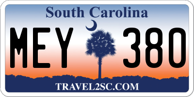 SC license plate MEY380