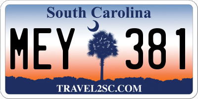 SC license plate MEY381