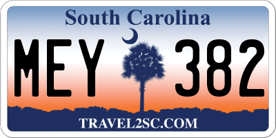 SC license plate MEY382