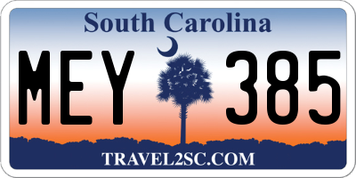 SC license plate MEY385