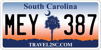 SC license plate MEY387