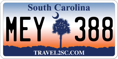 SC license plate MEY388