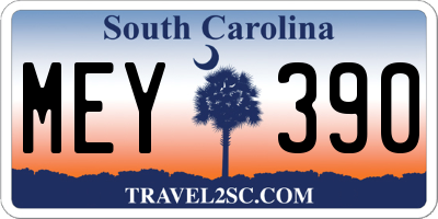 SC license plate MEY390