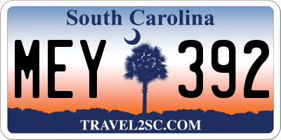 SC license plate MEY392