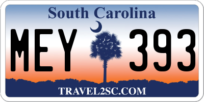 SC license plate MEY393