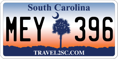 SC license plate MEY396