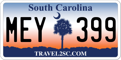 SC license plate MEY399