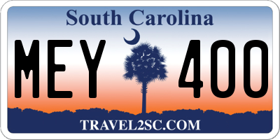 SC license plate MEY400