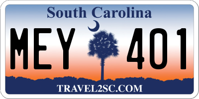 SC license plate MEY401
