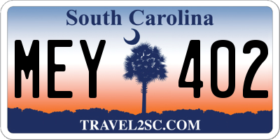 SC license plate MEY402