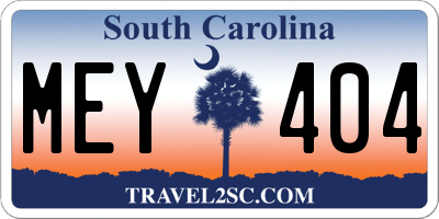 SC license plate MEY404