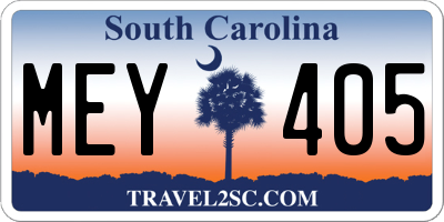 SC license plate MEY405