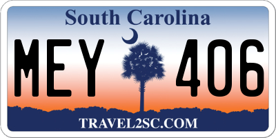 SC license plate MEY406