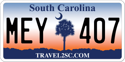 SC license plate MEY407